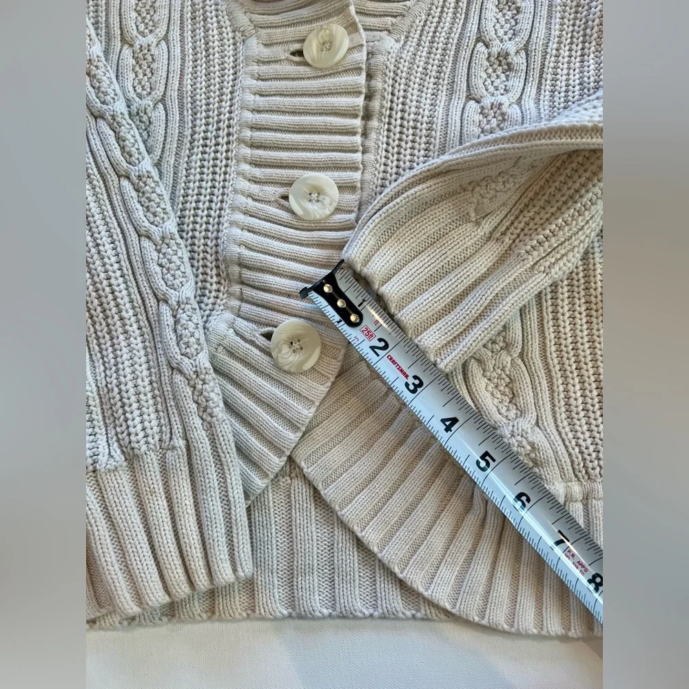 Bass Cable Knit Cream Cardigan Medium - Picture 12 of 14